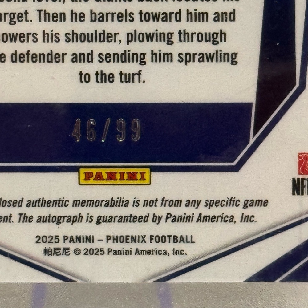 🔥 2025 Cam Skattebo 46/99 Panini Phoenix RPA Autograph. New York giants - Picture 2 of 3